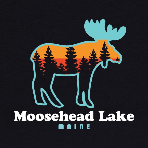 Moosehead Lake Maine Moose Retro by PodDesignShop